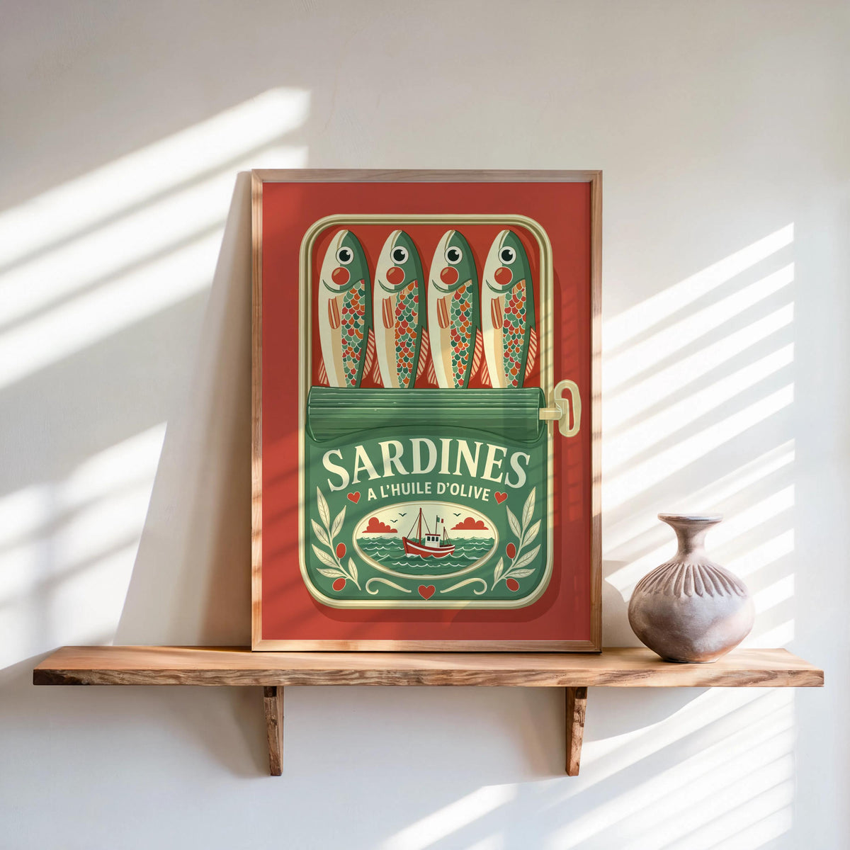 Sardine Tin Art Print, Vintage French Kitchen Decor, Retro Seafood Poster, Quirky Sardines Can Illustration, Foodie Wall Accent