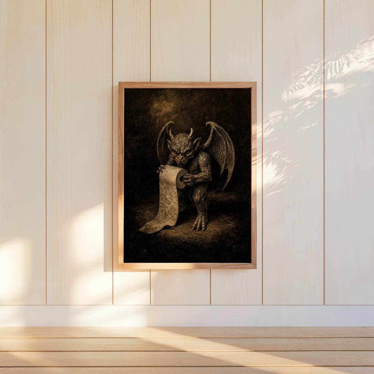 Gargoyle Bathroom Wall Art, Gothic Toilet Paper Poster, Dark Humor Restroom Print, Weird Medieval Decor