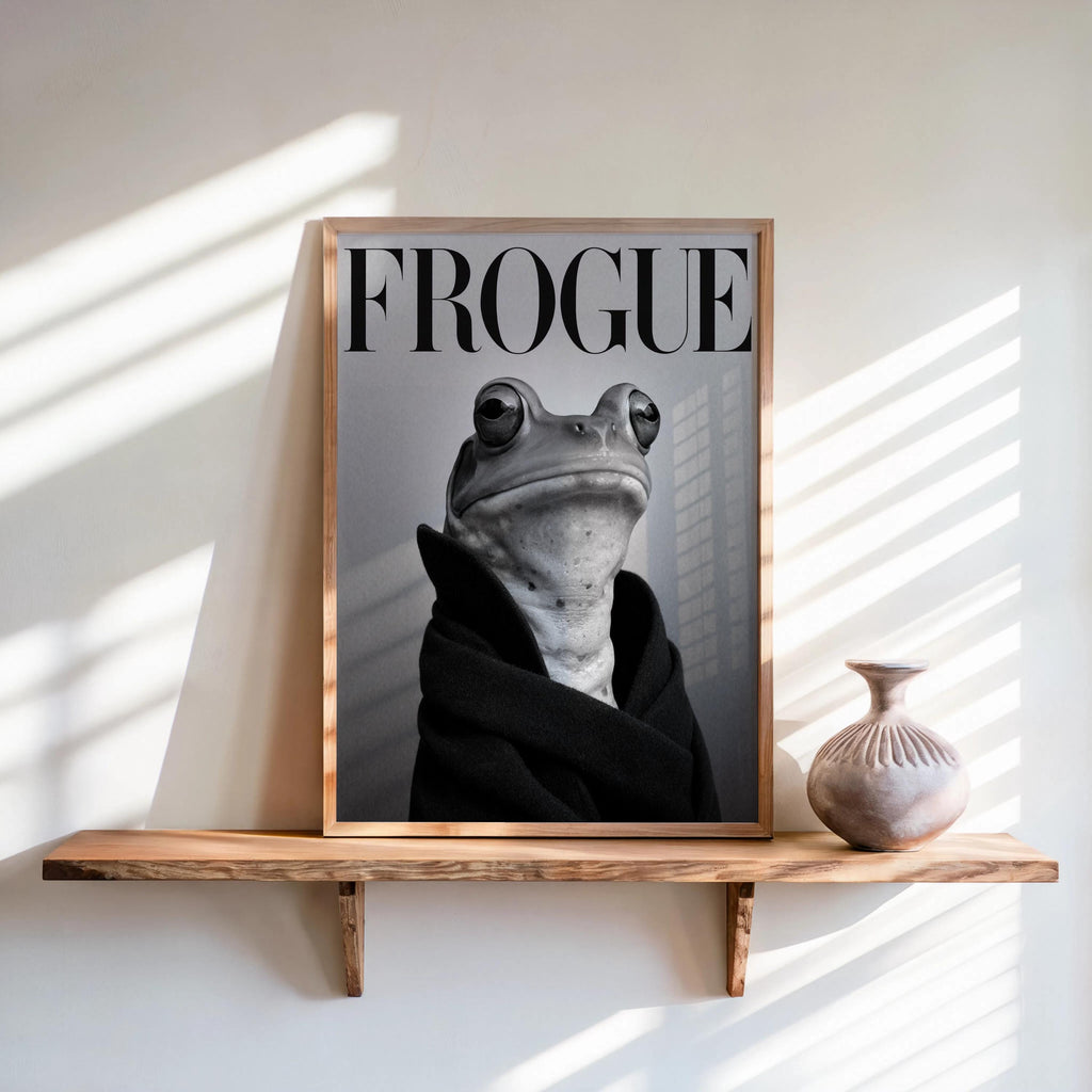 Frogue Magazine Print Set, Funny Frog Fashion Wall Art, Quirky Magazine Cover Poster, Trendy Chic Glam Decor, Stylish Pop Culture Wildlife