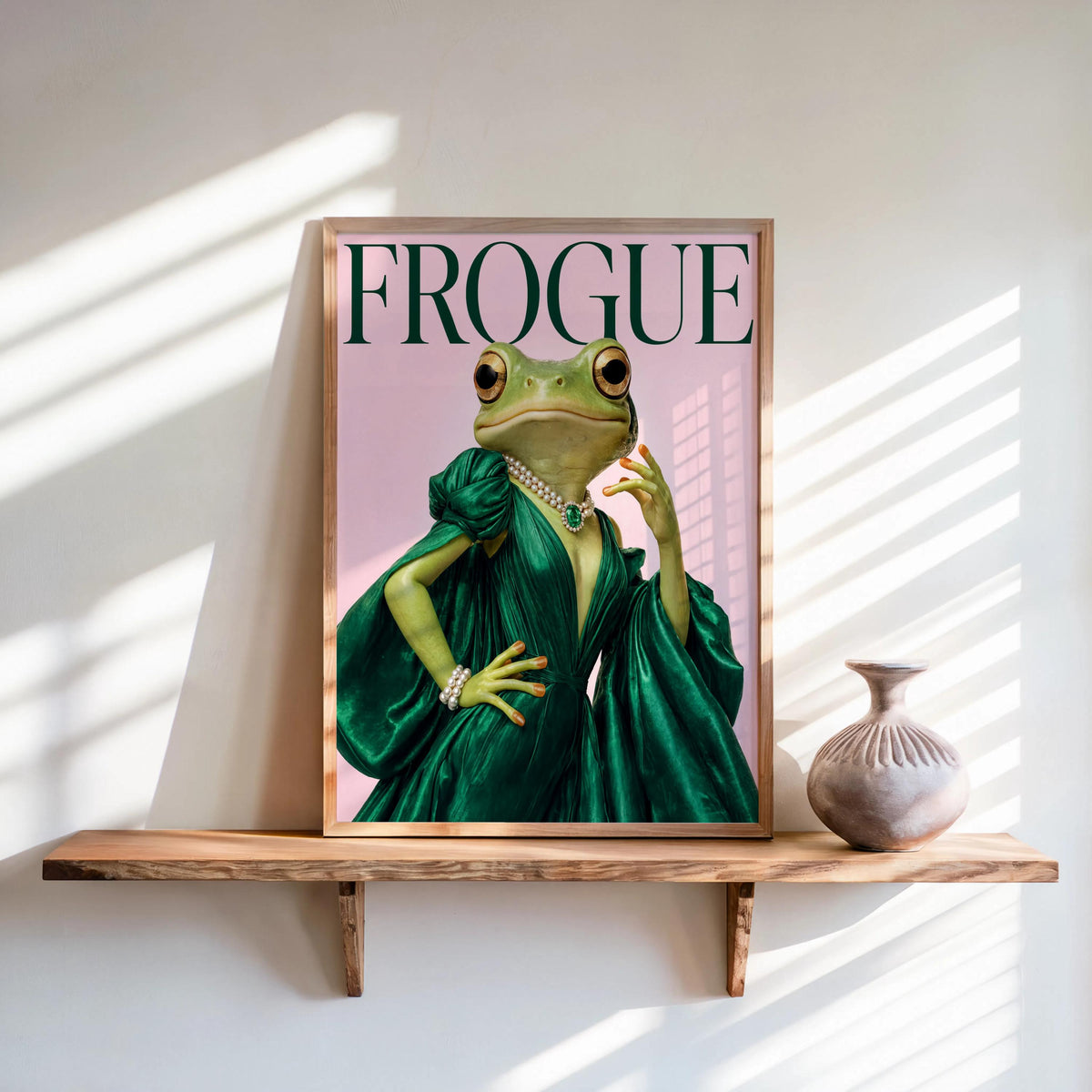 Frogue Magazine Print Set, Funny Frog Fashion Wall Art, Quirky Magazine Cover Poster, Trendy Chic Glam Decor, Stylish Pop Culture Wildlife