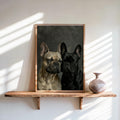 Frenchies Wall Art, Two Loving French Bulldogs Portrait, Frenchie Bedroom Print, Pet Memorial Painting, Cute Sleeping Pups Dog Mom Gift