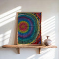 Tree Ring Wall Art, Colorful Tree Rings Print, Abstract Modern Farmhouse Canvas, Minimalist Woodland Decor, Psychedelic Rainbow Poster