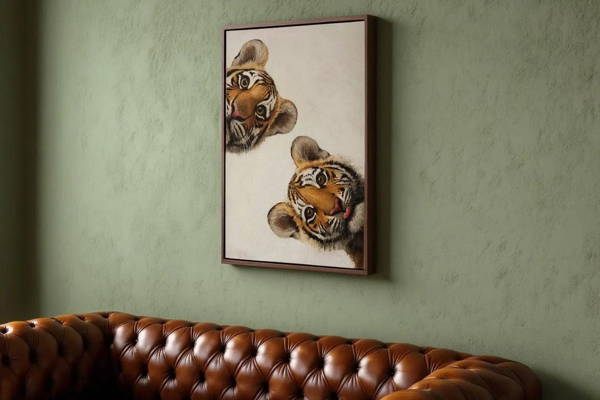Tiger Wall Art, Funny Cub Oil Painting, Whimsical Safari Animal Art Print, Bold Jungle Nursery Decor, Vibrant Exotic Cat Portrait Poster
