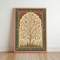 Mughal Inspired Tree of Life Wall Art, Vintage Floral Bird Print, Indian Botanical Poster, Bohemian Home Decor, Garden Lover Gift
