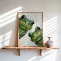 Cute Green Frog Wall Art, Dark Academia Painting, Large Amphibian Canvas, Funny Animal Decor, Unique Nature Gift, Quirky Witchy Goth Print