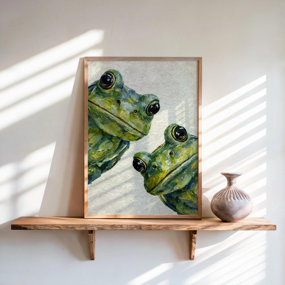 Cute Green Frog Wall Art, Dark Academia Painting, Large Amphibian Canvas, Funny Animal Decor, Unique Nature Gift, Quirky Witchy Goth Print