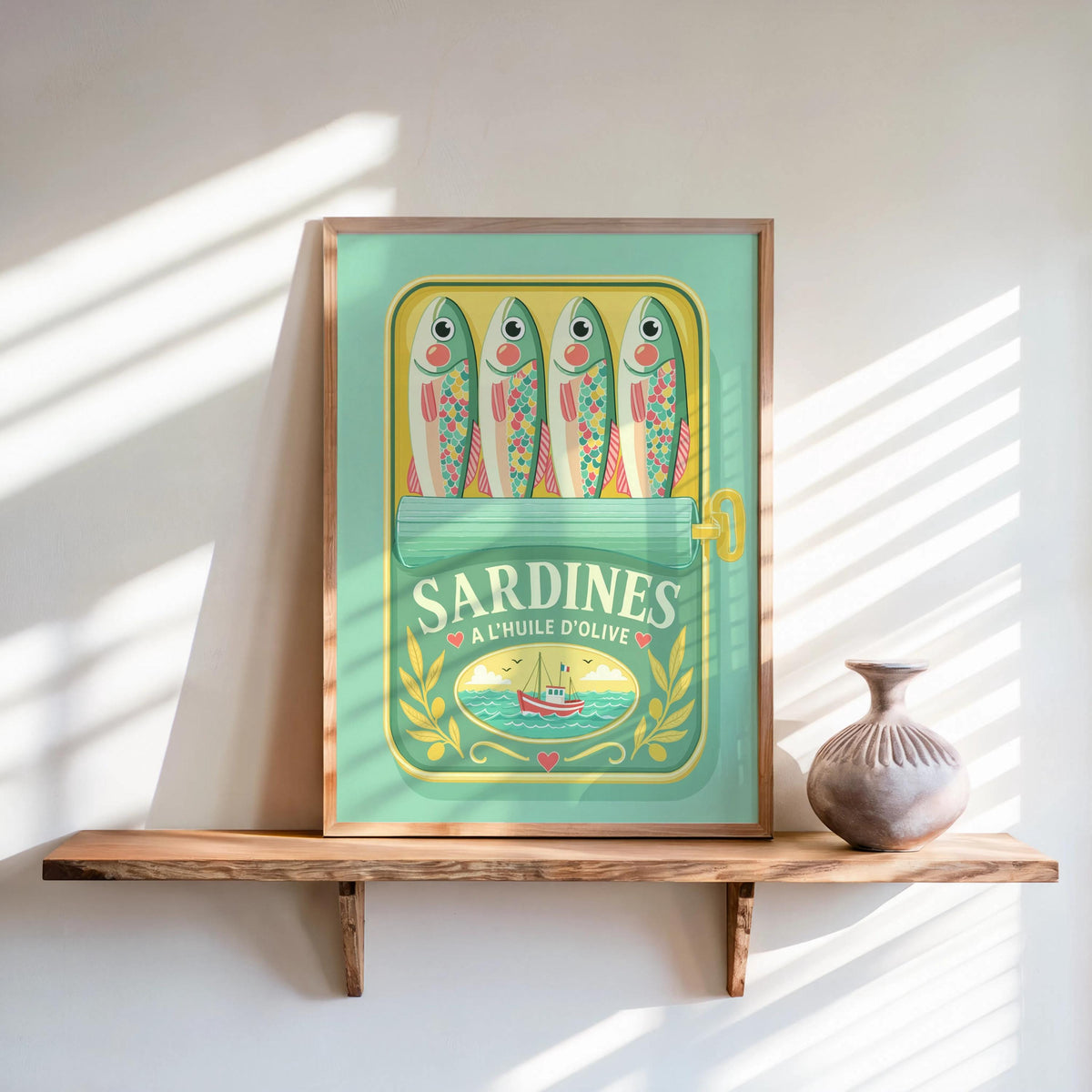 Sardine Tin Art Print, Vintage French Kitchen Decor, Retro Seafood Poster, Quirky Sardines Can Illustration, Foodie Wall Accent