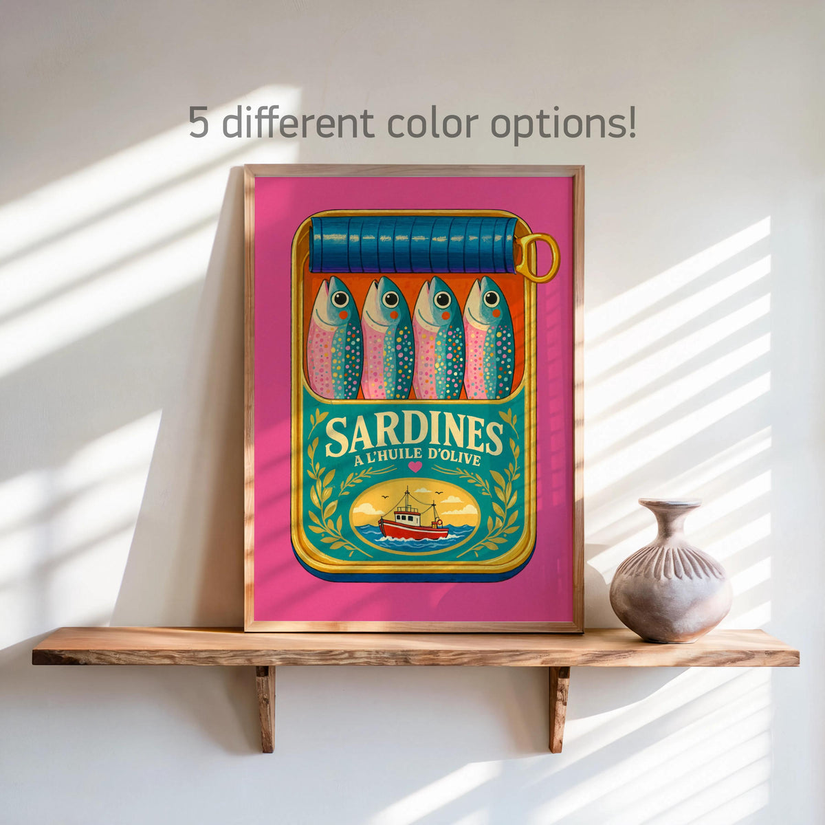 Sardines Can Wall Art, Tinned Fish Illustration, French Kitchen Print, Coquette Trendy Food Decor, Coastal Seafood Cooking Artwork