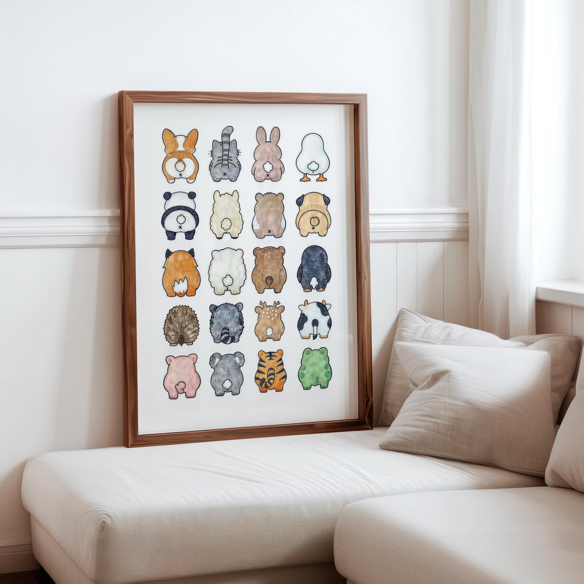 Funny Animal Butts Bathroom Poster, Cute Animal Rear Print, Quirky Restroom Wall Art, Kid Humorous Loo Sign Decor, Nursery Housewarming Gift
