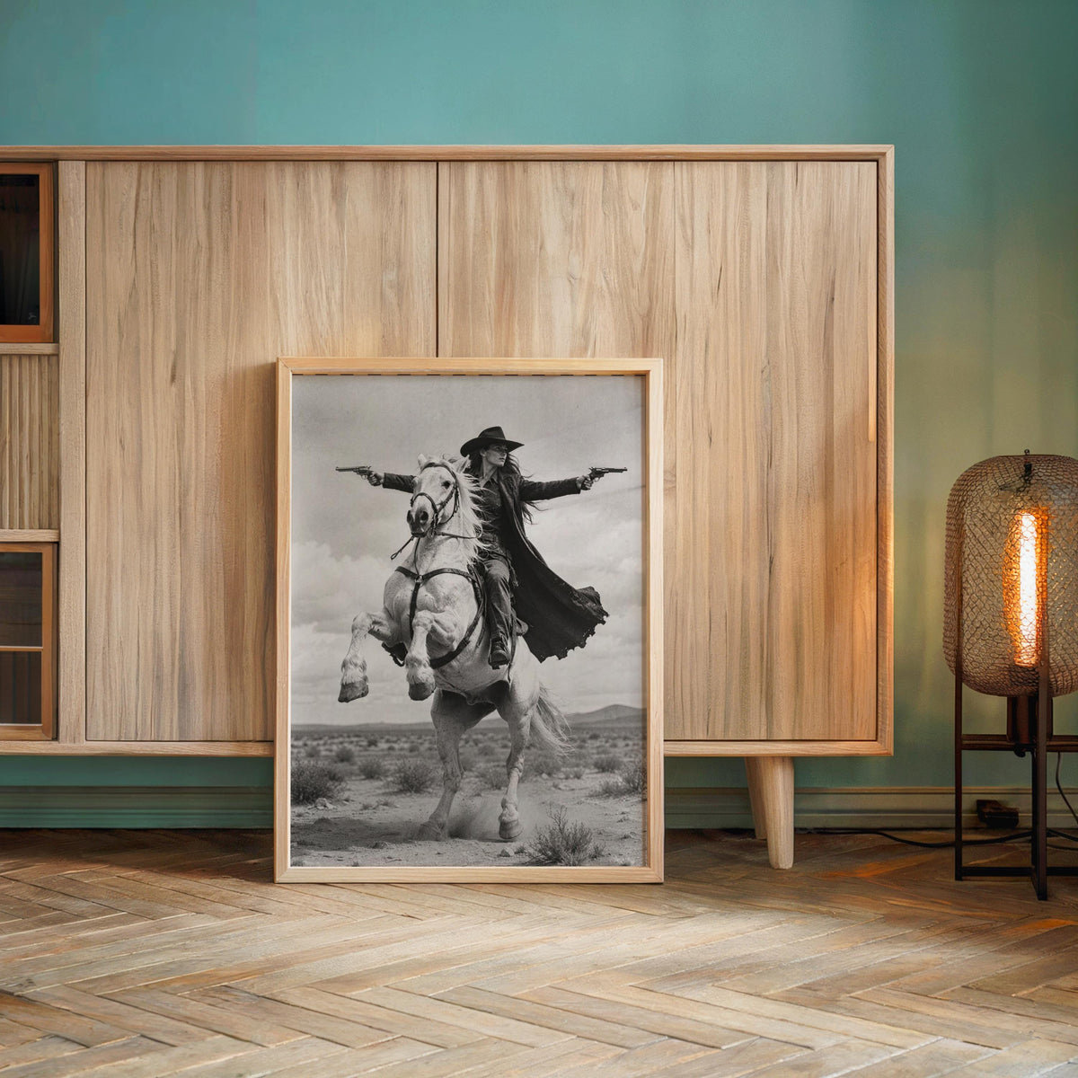 Vintage Western Photography, Cowgirl & Guns Riding Horse Wall Art, Rustic Ranch Decor, American West Print, Female Outlaw Equestrian Poster
