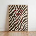 Red Cowgirl Outline Wall Art, Brown Zebra Print Poster, Trendy Western Aesthetic Decor, Modern Minimalist Cowboy Line Art Print Fashion Gift