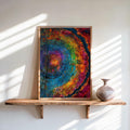 Tree Rings Wall Art, Colorful Wood Grain Poster, Rainbow Cross Section Decor, Vibrant Botanical Painting, Abstract Nature Print