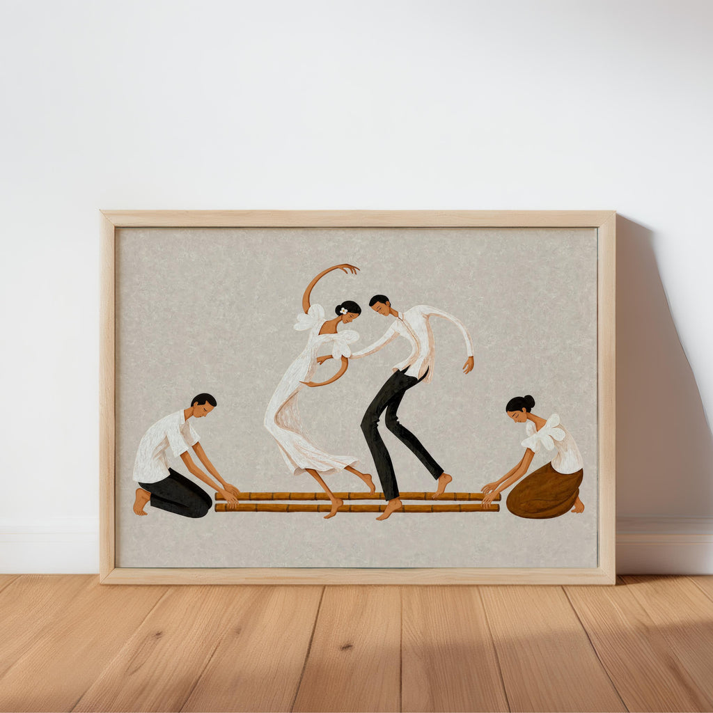 Filipino Tinikling Dance Wall Art, Traditional Bamboo Dancers Print, Philippines Cultural Pinoy Heritage Home Decor, Filipina woman Gift