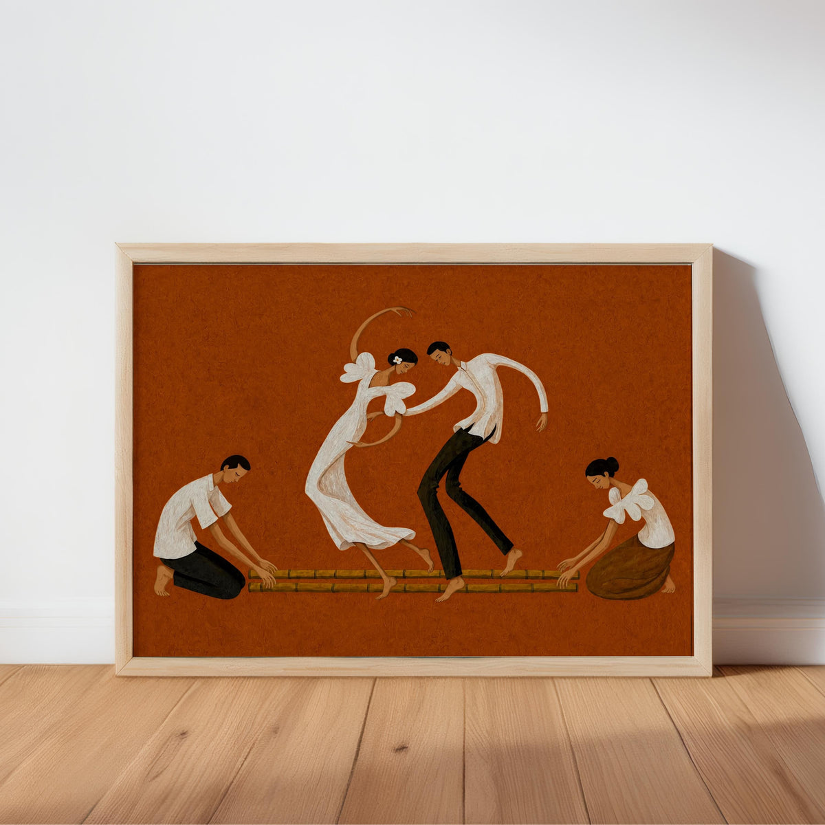 Filipino Tinikling Dance Wall Art, Traditional Bamboo Dancers Print, Philippines Cultural Pinoy Heritage Home Decor, Filipina woman Gift