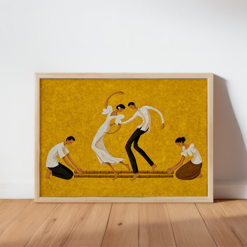 Filipino Tinikling Dance Wall Art, Traditional Bamboo Dancers Print, Philippines Cultural Pinoy Heritage Home Decor, Filipina woman Gift