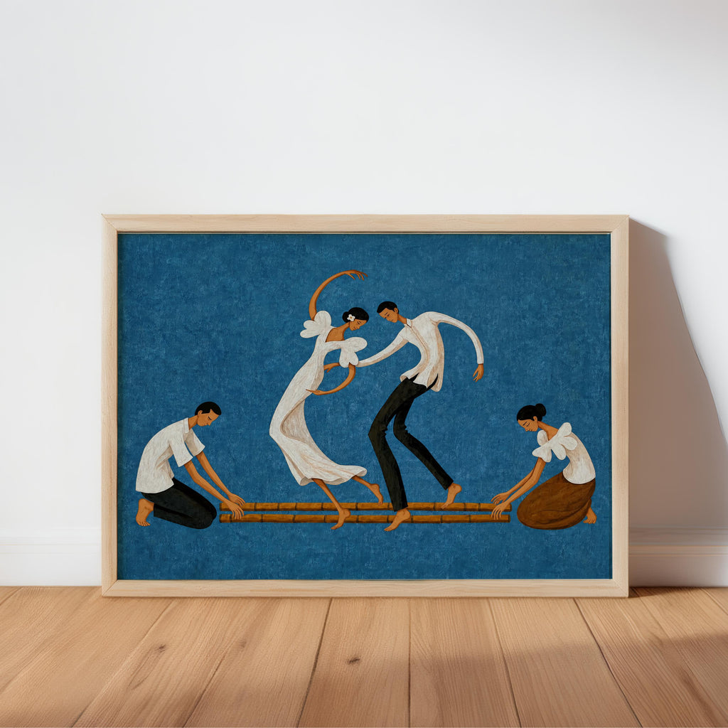 Filipino Tinikling Dance Wall Art, Traditional Bamboo Dancers Print, Philippines Cultural Pinoy Heritage Home Decor, Filipina woman Gift