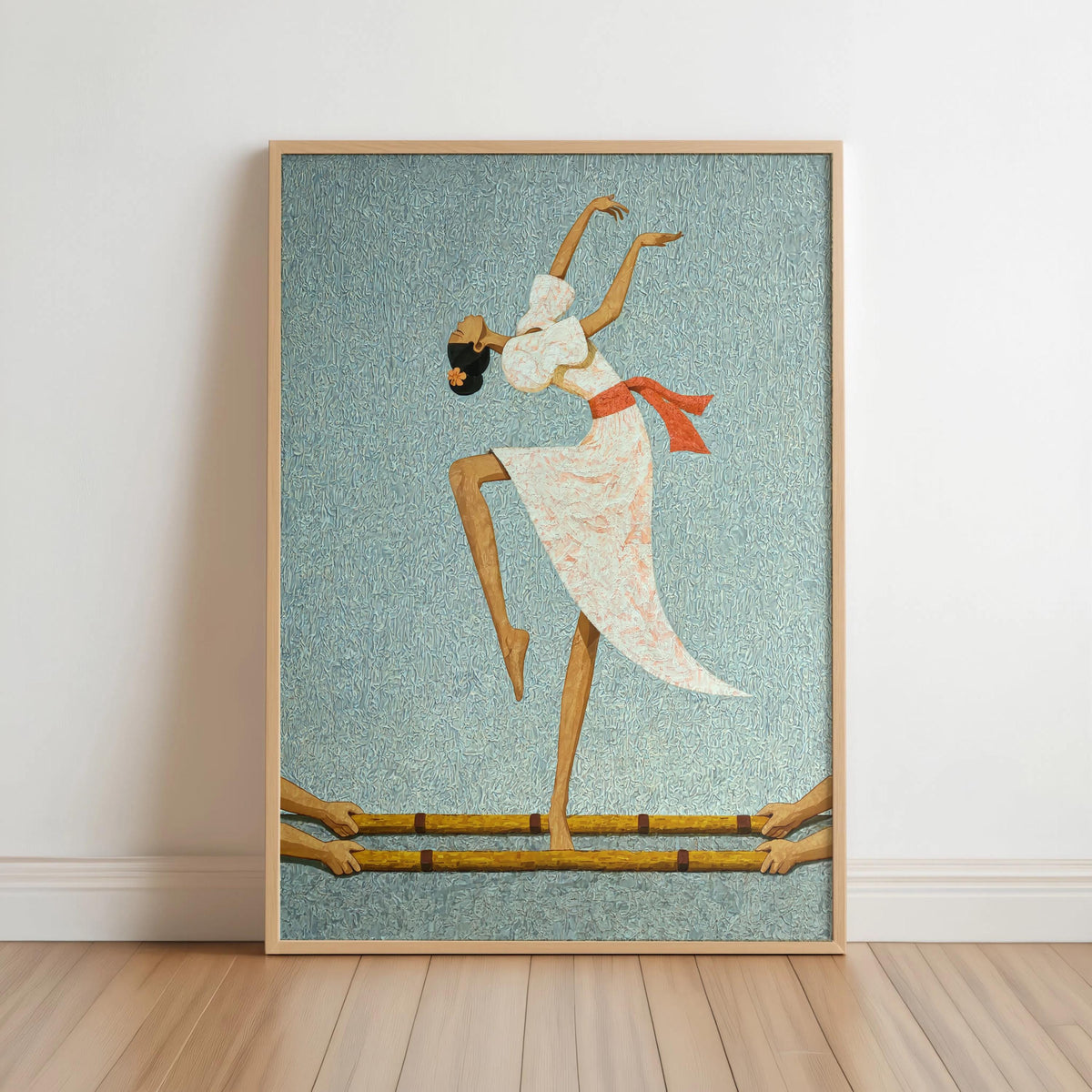 Filipino Tinikling Dance Fine Art Print, Traditional Bamboo Dancer Wall Decor, Philippines Culture Print, Filipina Woman & Sampaguita Flower