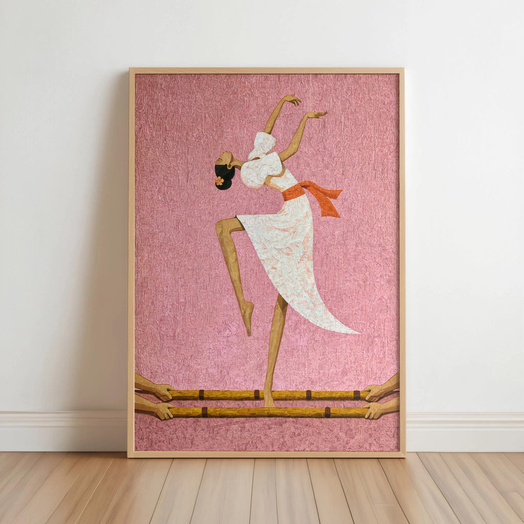 Filipino Tinikling Dance Fine Art Print, Traditional Bamboo Dancer Wall Decor, Philippines Culture Print, Filipina Woman & Sampaguita Flower