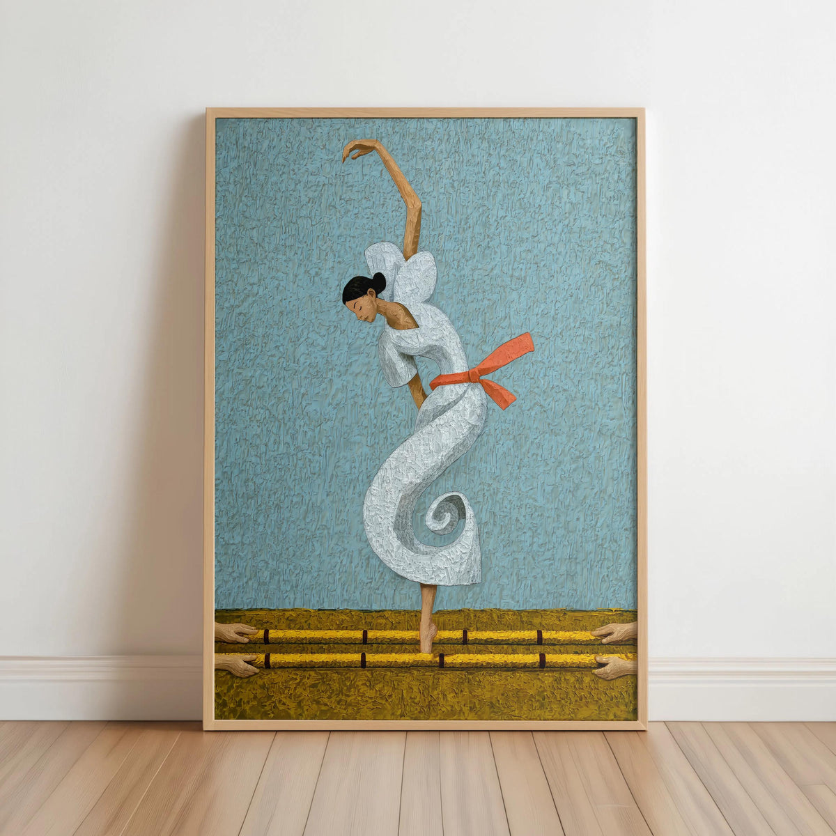 Filipina Woman Dancing Tinikling Poster, Traditional Bamboo Dance Print, Philippines Cultural Heritage Fine Art,  Vibrant Asian Ballerina