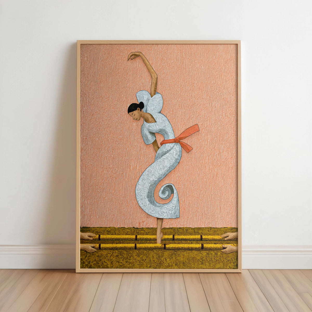 Filipina Woman Dancing Tinikling Poster, Traditional Bamboo Dance Print, Philippines Cultural Heritage Fine Art,  Vibrant Asian Ballerina