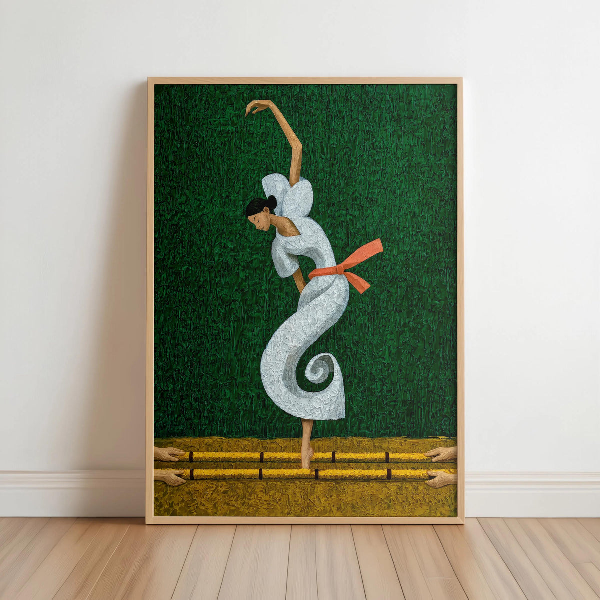 Filipina Woman Dancing Tinikling Poster, Traditional Bamboo Dance Print, Philippines Cultural Heritage Fine Art,  Vibrant Asian Ballerina