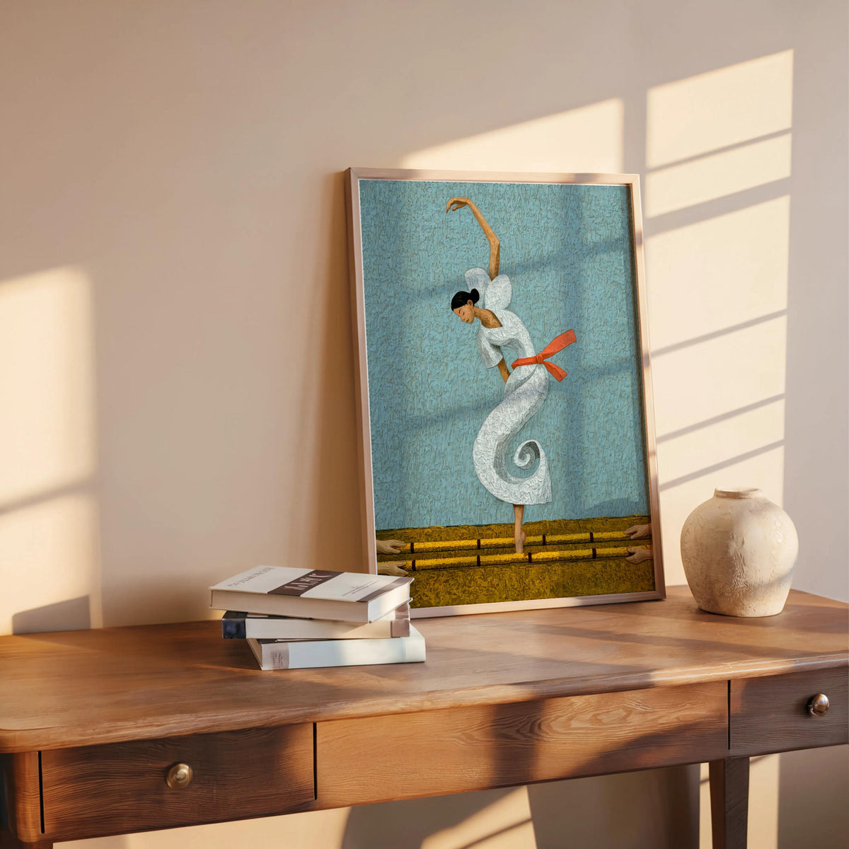 Filipina Woman Dancing Tinikling Poster, Traditional Bamboo Dance Print, Philippines Cultural Heritage Fine Art,  Vibrant Asian Ballerina