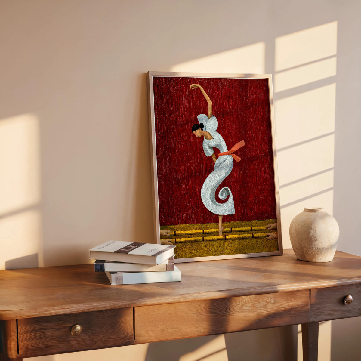 Filipina Woman Dancing Tinikling Poster, Traditional Bamboo Dance Print, Philippines Cultural Heritage Fine Art,  Vibrant Asian Ballerina