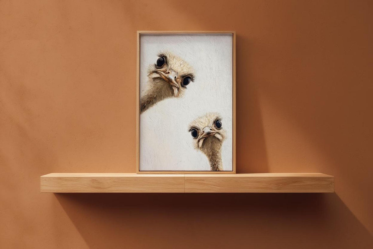 ostrich duo peeking