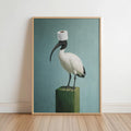 Funny Bin Chicken Art Print, Toilet Humor print, Surreal Australian Ibis Painting, Quirky Bird Wall Decor, Bathroom Housewarming Gift