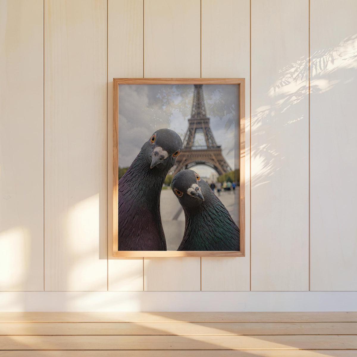 Funny Pigeon Wall Art Print, Paris Eiffel Tower Poster, Curious Bird Photography, Quirky Animal Lover Gift, Retro France Art for Living Room