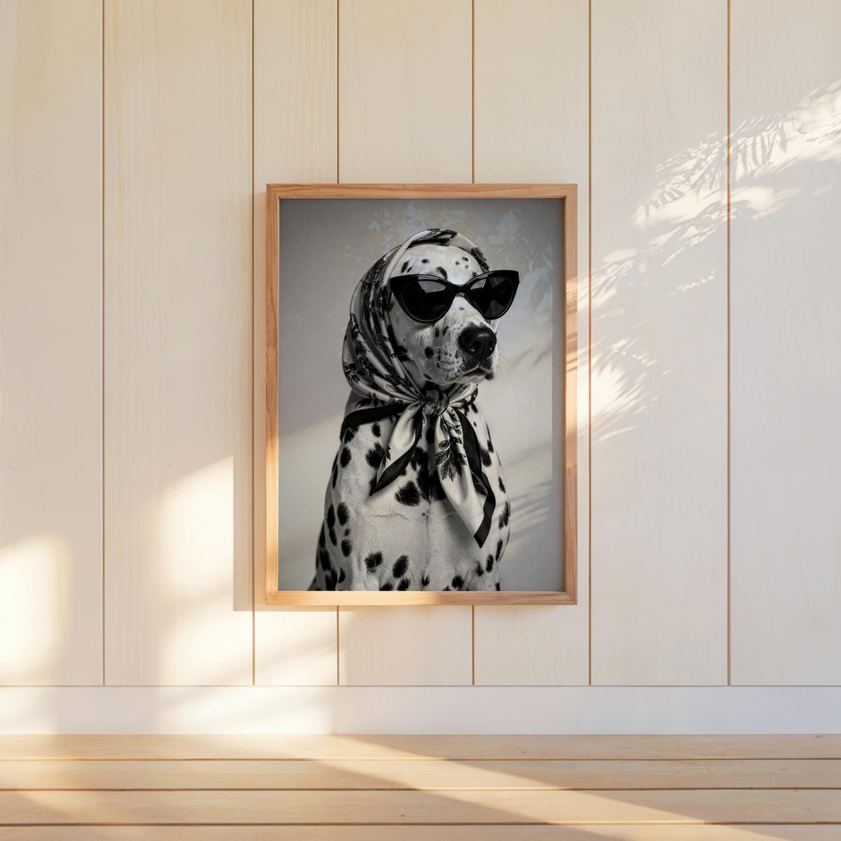 Funny Dalmatian Poster, Chic Dog Wall Decor, Vintage Animal Print, Stylish Pet Artwork, Black White Photo Art, Quirky Home Photography