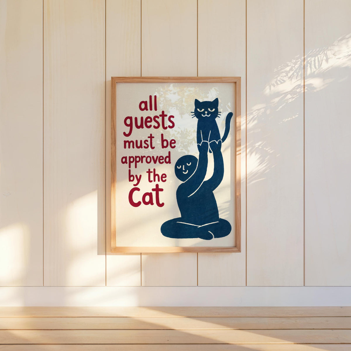 Funny Cat Typography Wall Art, All Guests Must Be Approved By The Cat Poster, Humorous House Rules Decor, Pet Lover Gift, Quirky Home Print