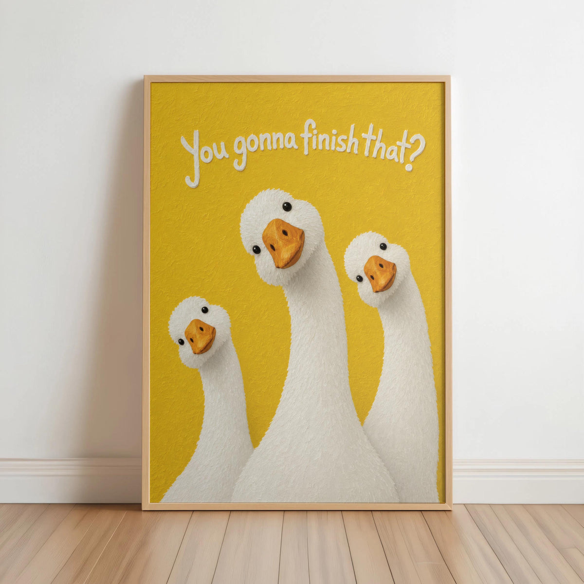 Silly Goose Print, You Gonna Finish That Poster, Funny Goose Kitchen Decor, Food Humor Quote Wall Art, Dining Room Print, Quirky Bird Gift