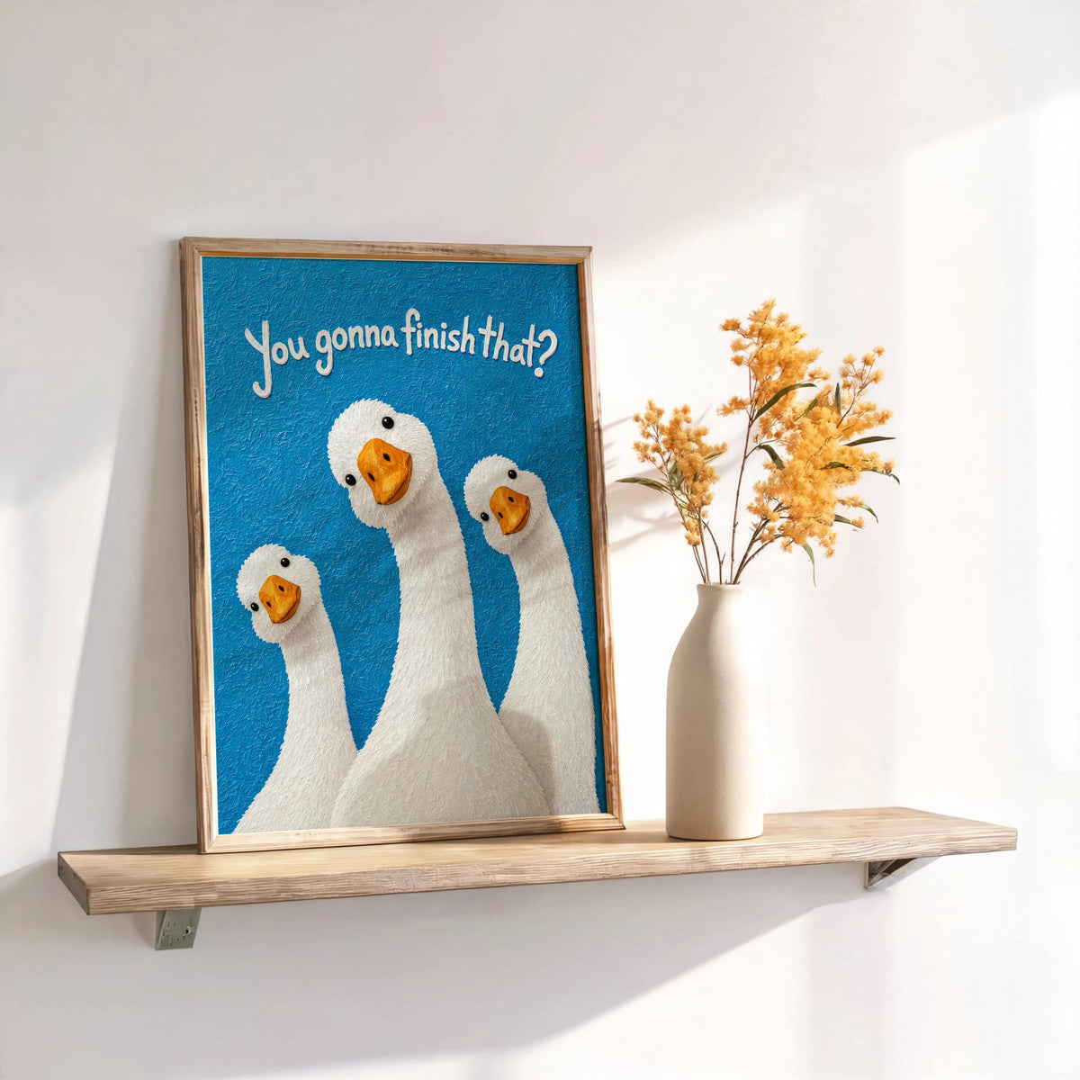 Silly Goose Print, You Gonna Finish That Poster, Funny Goose Kitchen Decor, Food Humor Quote Wall Art, Dining Room Print, Quirky Bird Gift
