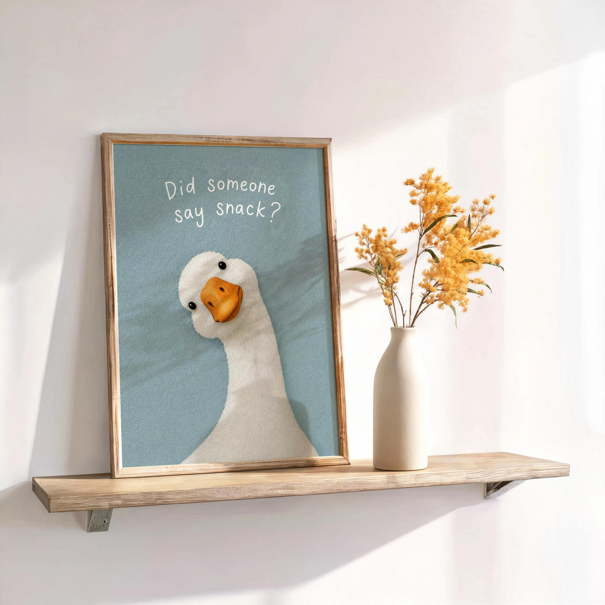 Funny Did Someone Say Snack Goose Kitchen Sign, Quirky Dinner Room Decor, Humorous Silly Animal Wall Art, Foodie Gift, Breakfast Nook Print