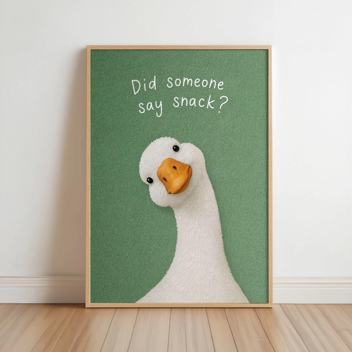Funny Did Someone Say Snack Goose Kitchen Sign, Quirky Dinner Room Decor, Humorous Silly Animal Wall Art, Foodie Gift, Breakfast Nook Print