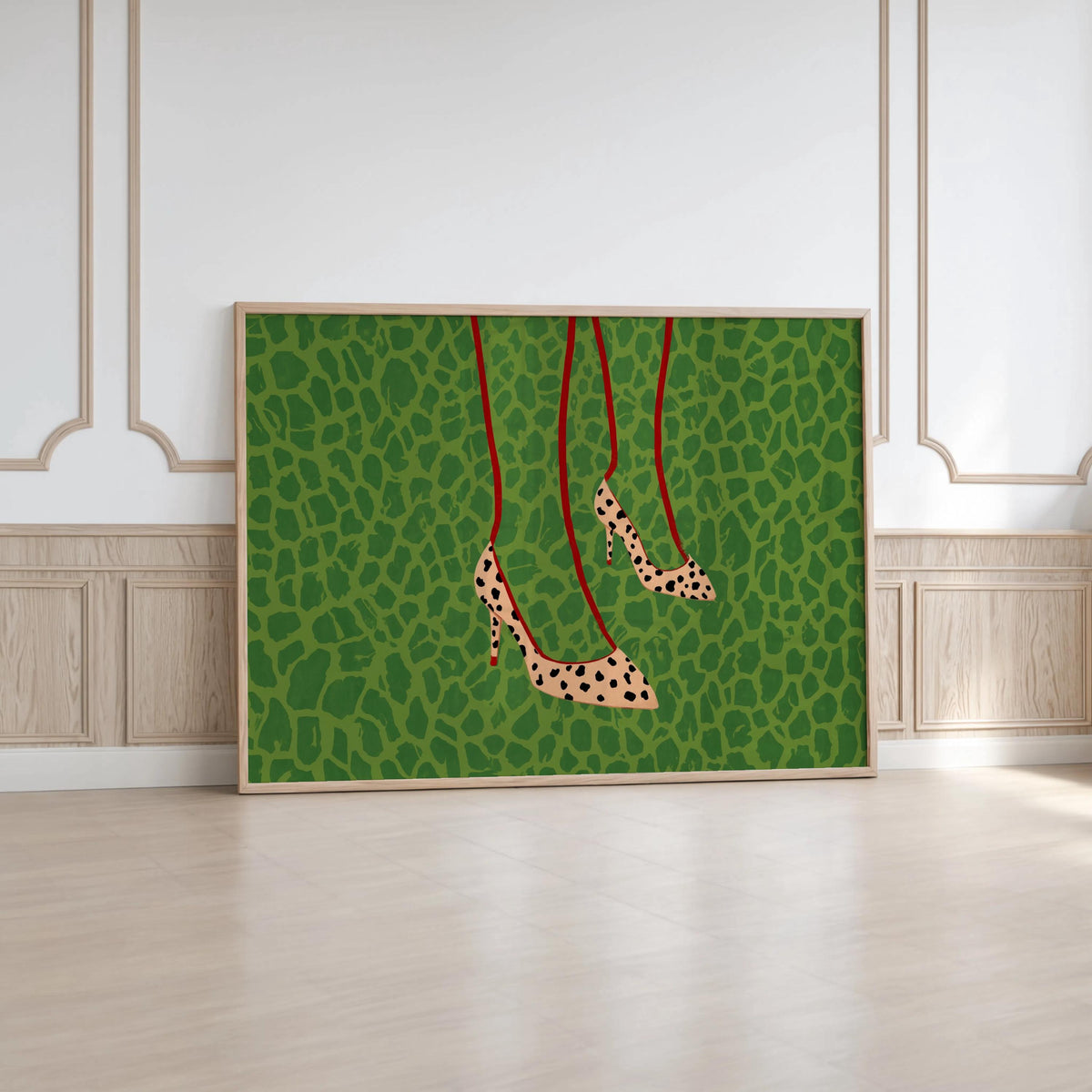 Cheetah Print Pumps Snake Pattern, Leopard High Heels Shoes Fashion Wall Art, Chic Animal Poster, Feminine Trendy Maximalist Closet Decor