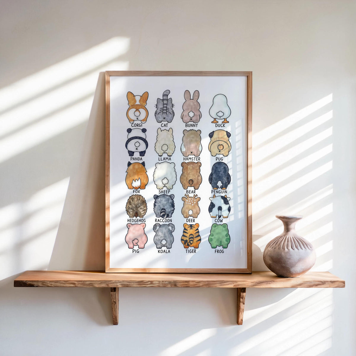 Funny Animal Butts Bathroom Poster, Cute Animal Rear Print, Quirky Restroom Wall Art, Kid Humorous Loo Sign Decor, Nursery Housewarming Gift