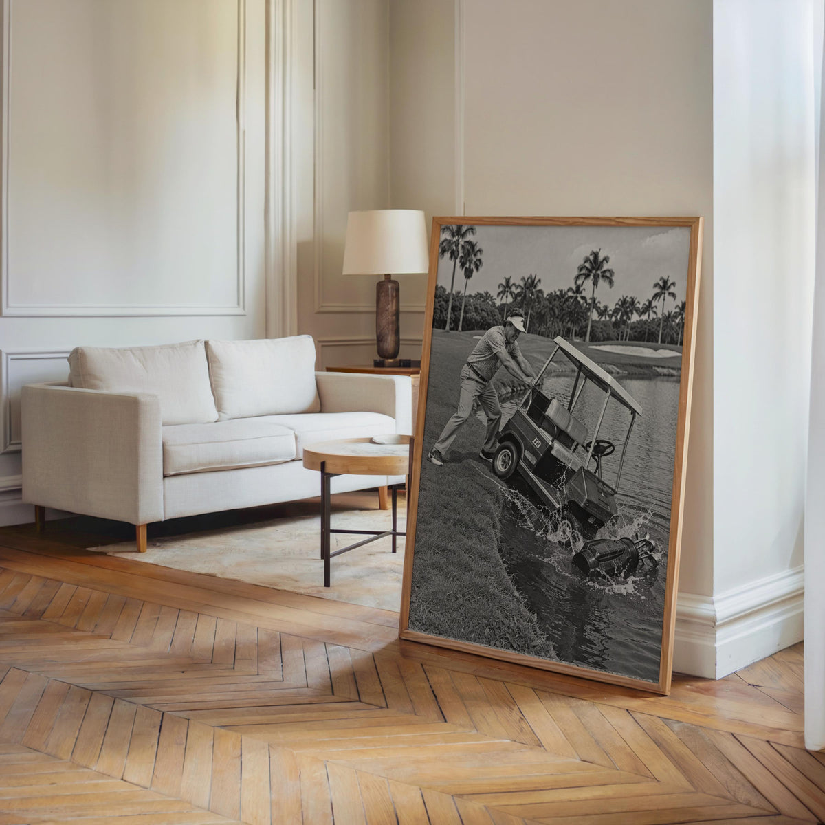 Angry Golfer Print, Funny Golf Cart Wall Art, Vintage Black and White Photography, Frustrated Golfer Gift, Man Cave Decor
