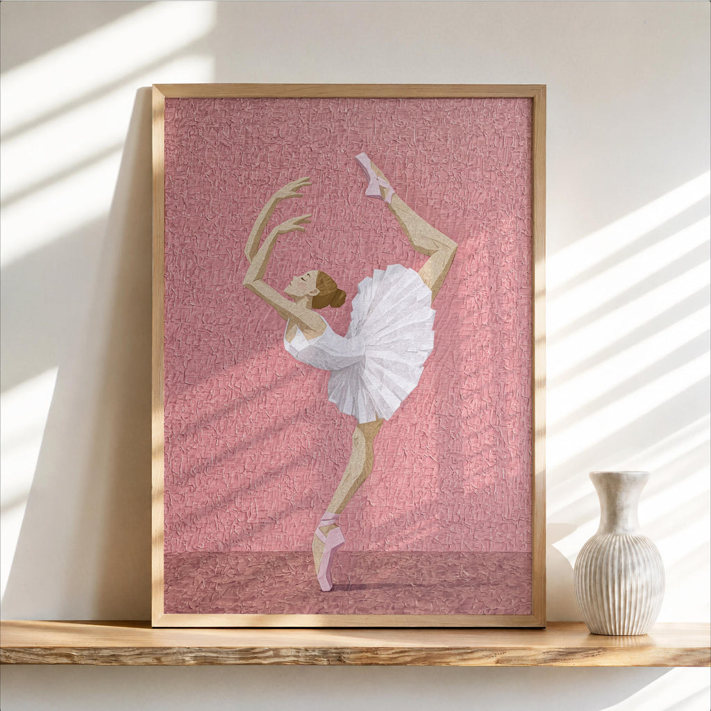 Ballerina Print, Girly Ballet Nursery Decor, Abstract Classical Dancer Poster, Pastel Feminine Bedroom Decor, Preppy Gift for Dancing Queen