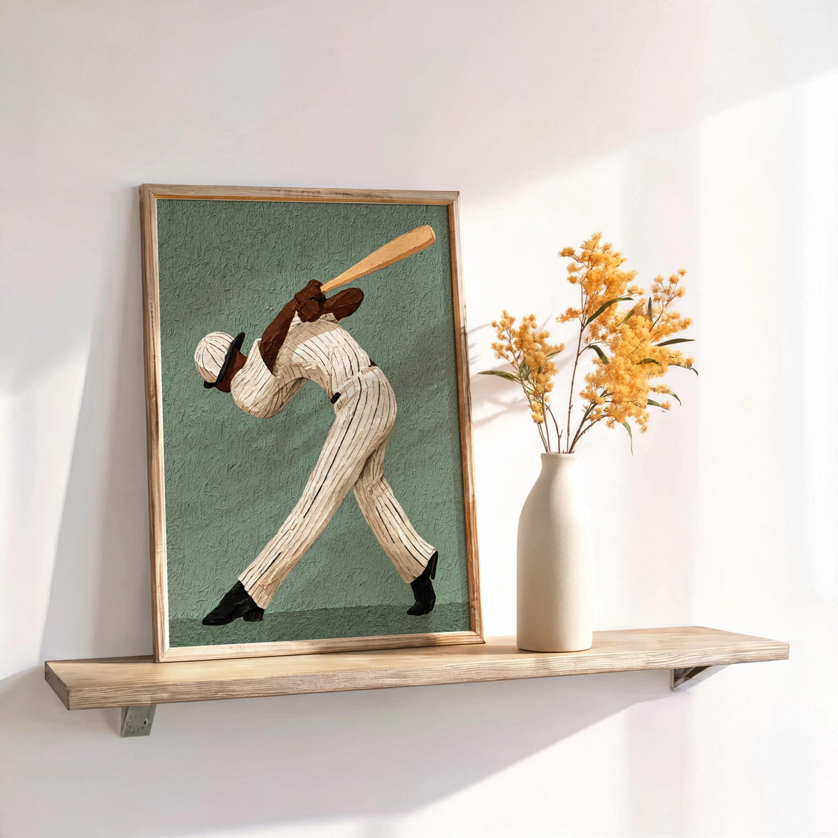 Abstract Baseball Player Wall Art, African American Athlete Poster, Surreal Boys Room Decor, Baseball Batter Game Room Gift