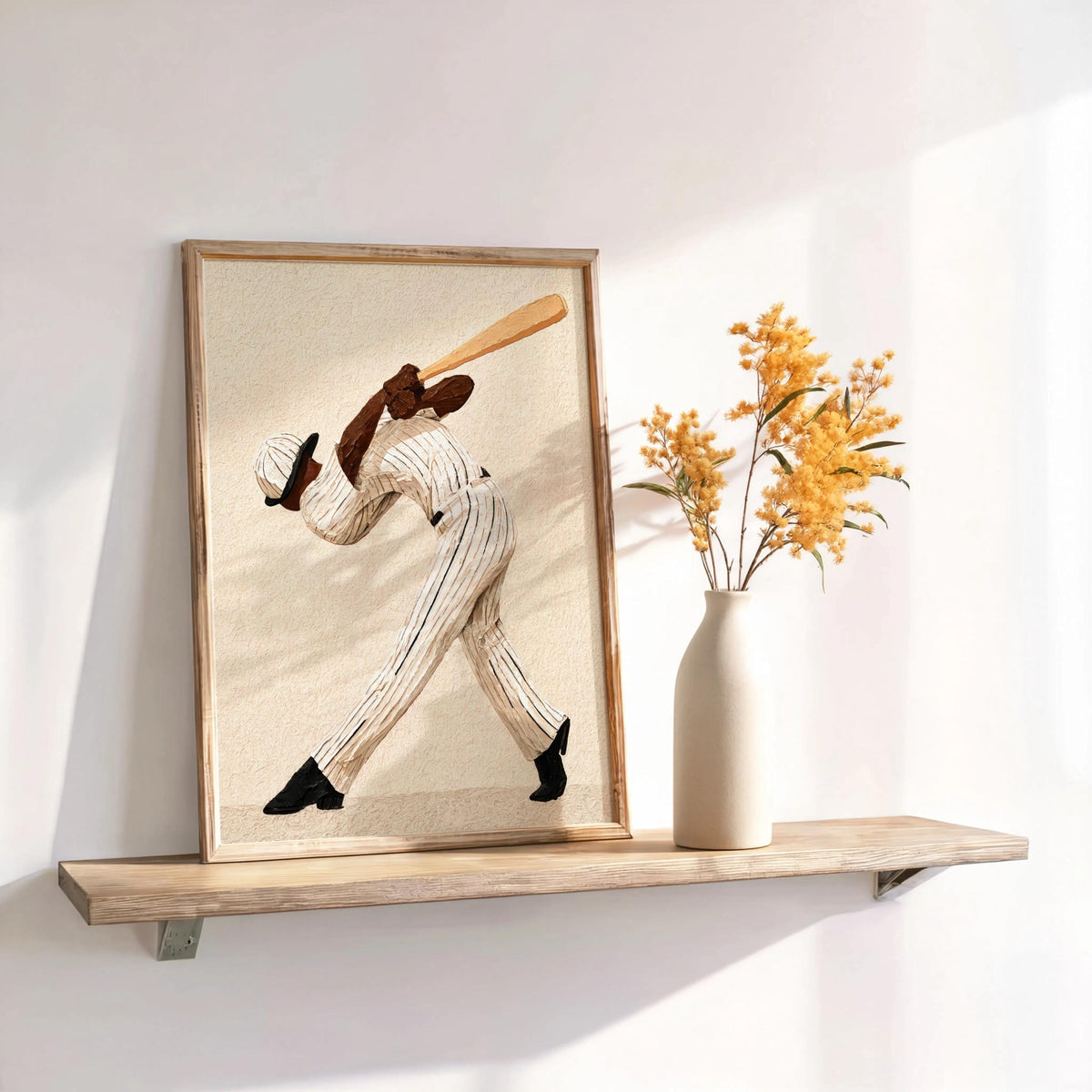 Abstract Baseball Player Wall Art, African American Athlete Poster, Surreal Boys Room Decor, Baseball Batter Game Room Gift