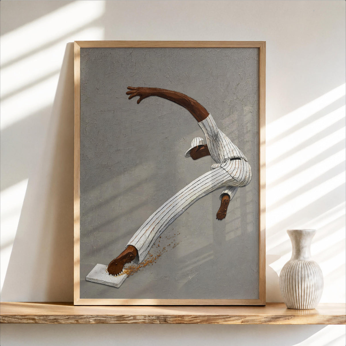 Vintage Baseball Slide Wall Art, Athletic Player Poster Print, Afrocentric Sports Decor, Dynamic Game Room Gift