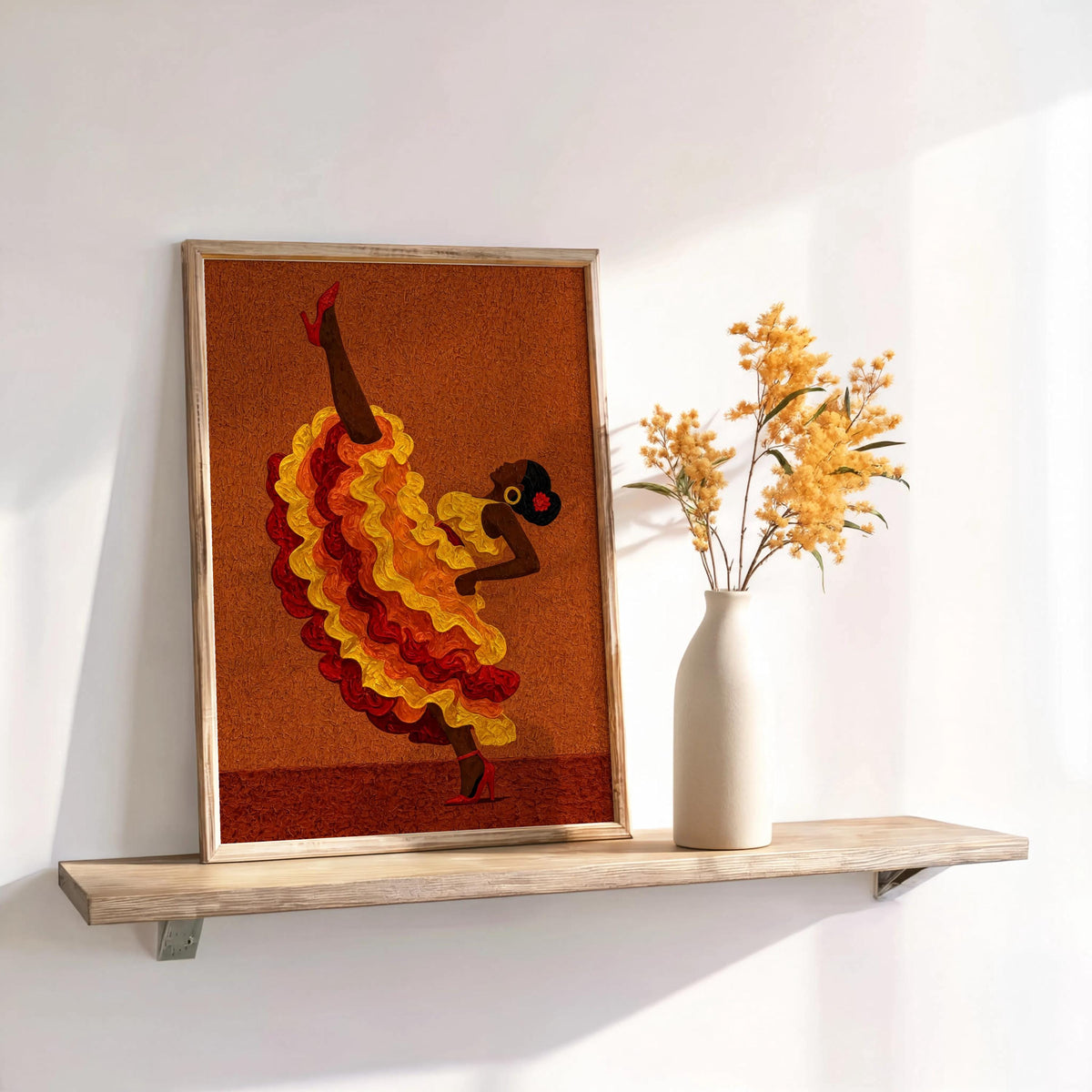 Salsa Dance Wall Art, Colorful Latin Dancer Print, Bold Feminine Poster, Vibrant Afrocentric Latina Decor for Eclectic Maximalist Homes