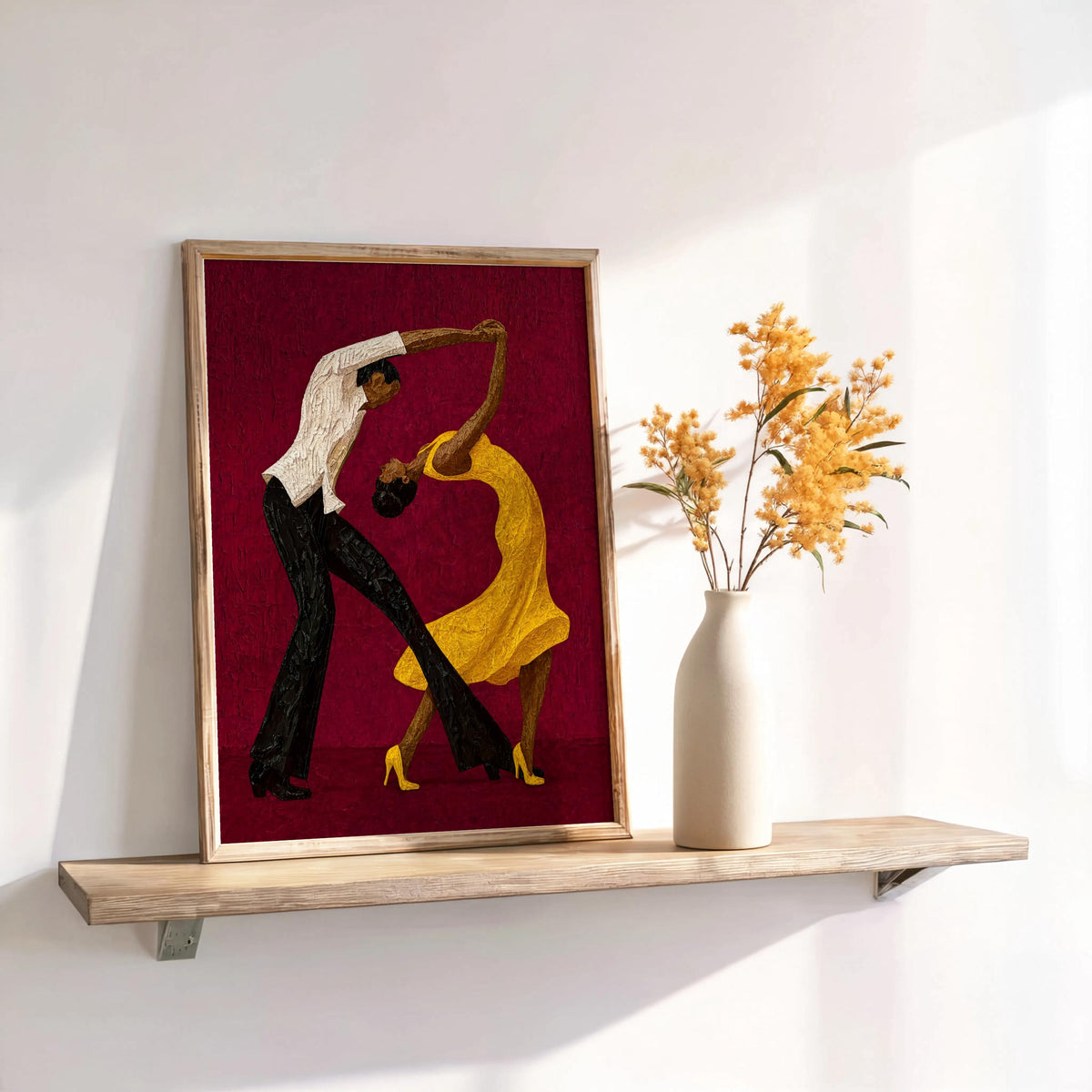 Couple Dancing Salsa Wall Art, Latino Afrocentric Culture Print, Abstract Music & Dance Poster, Latina Woman Tango Print