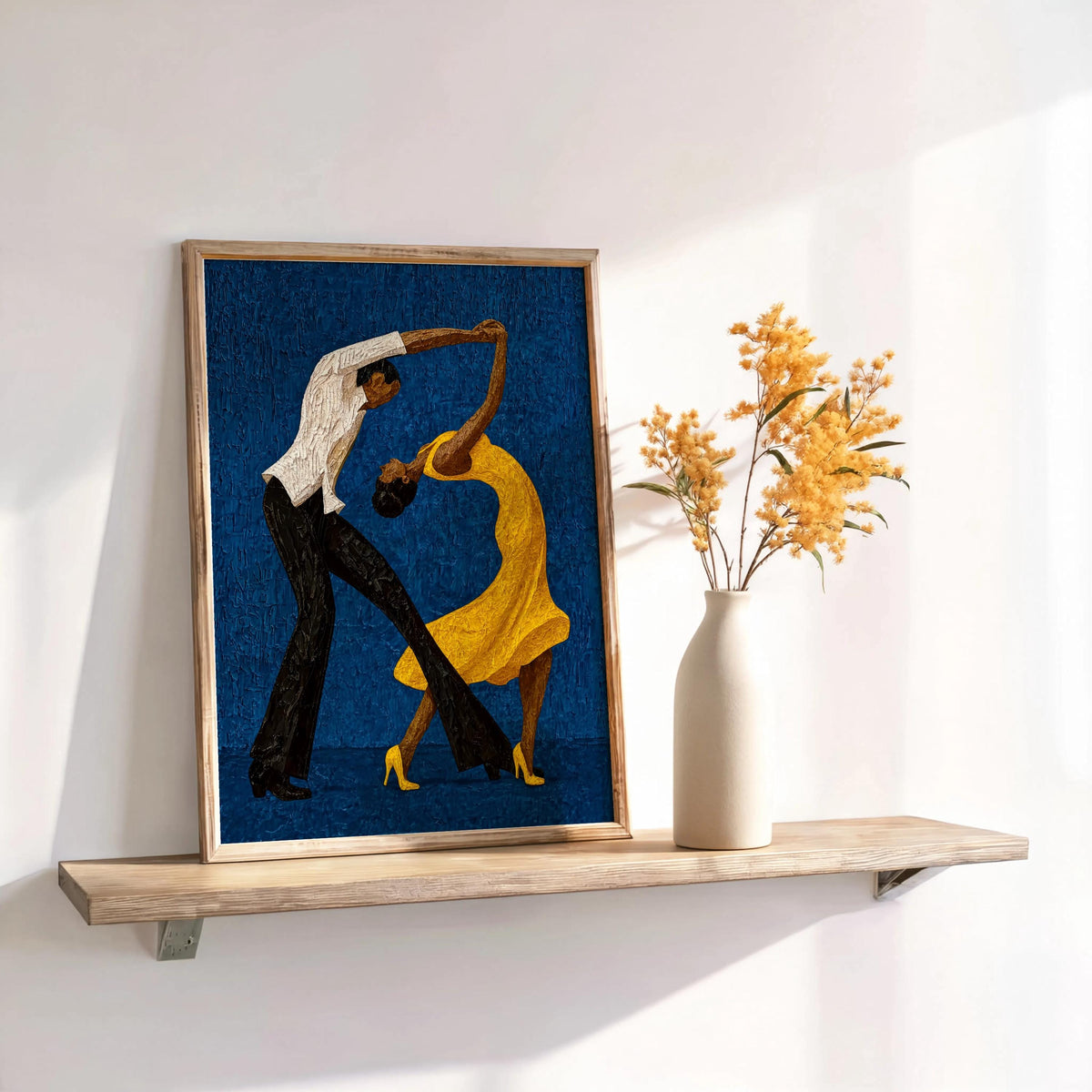 Couple Dancing Salsa Wall Art, Latino Afrocentric Culture Print, Abstract Music & Dance Poster, Latina Woman Tango Print