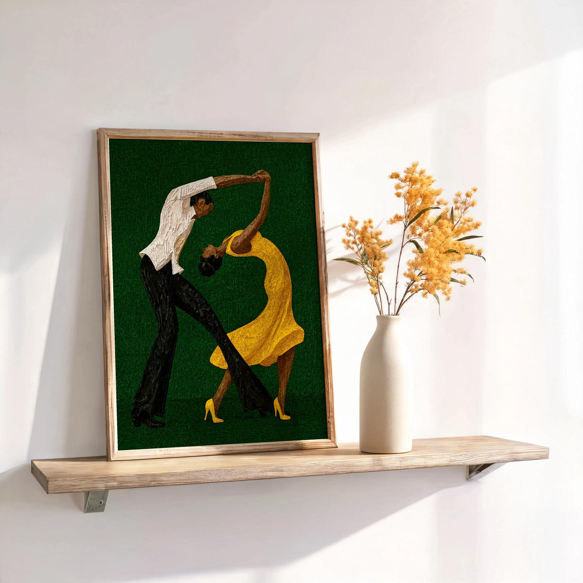 Couple Dancing Salsa Wall Art, Latino Afrocentric Culture Print, Abstract Music & Dance Poster, Latina Woman Tango Print