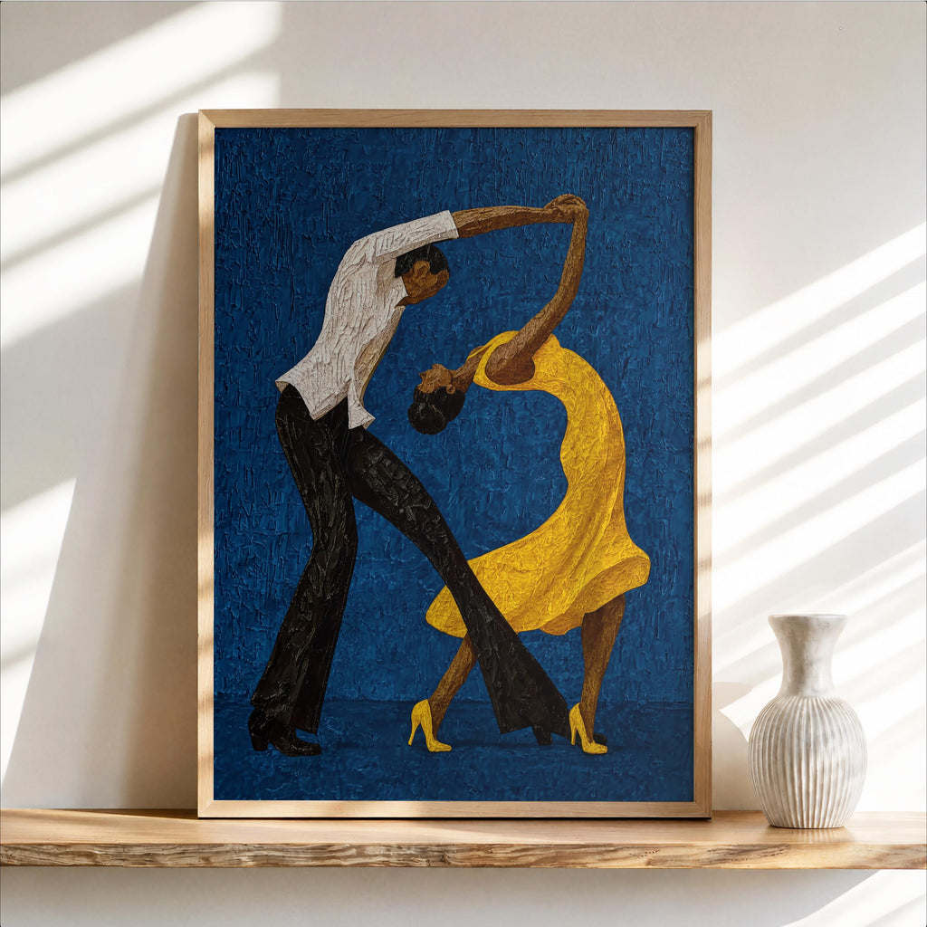 Couple Dancing Salsa Wall Art, Latino Afrocentric Culture Print, Abstract Music & Dance Poster, Latina Woman Tango Print