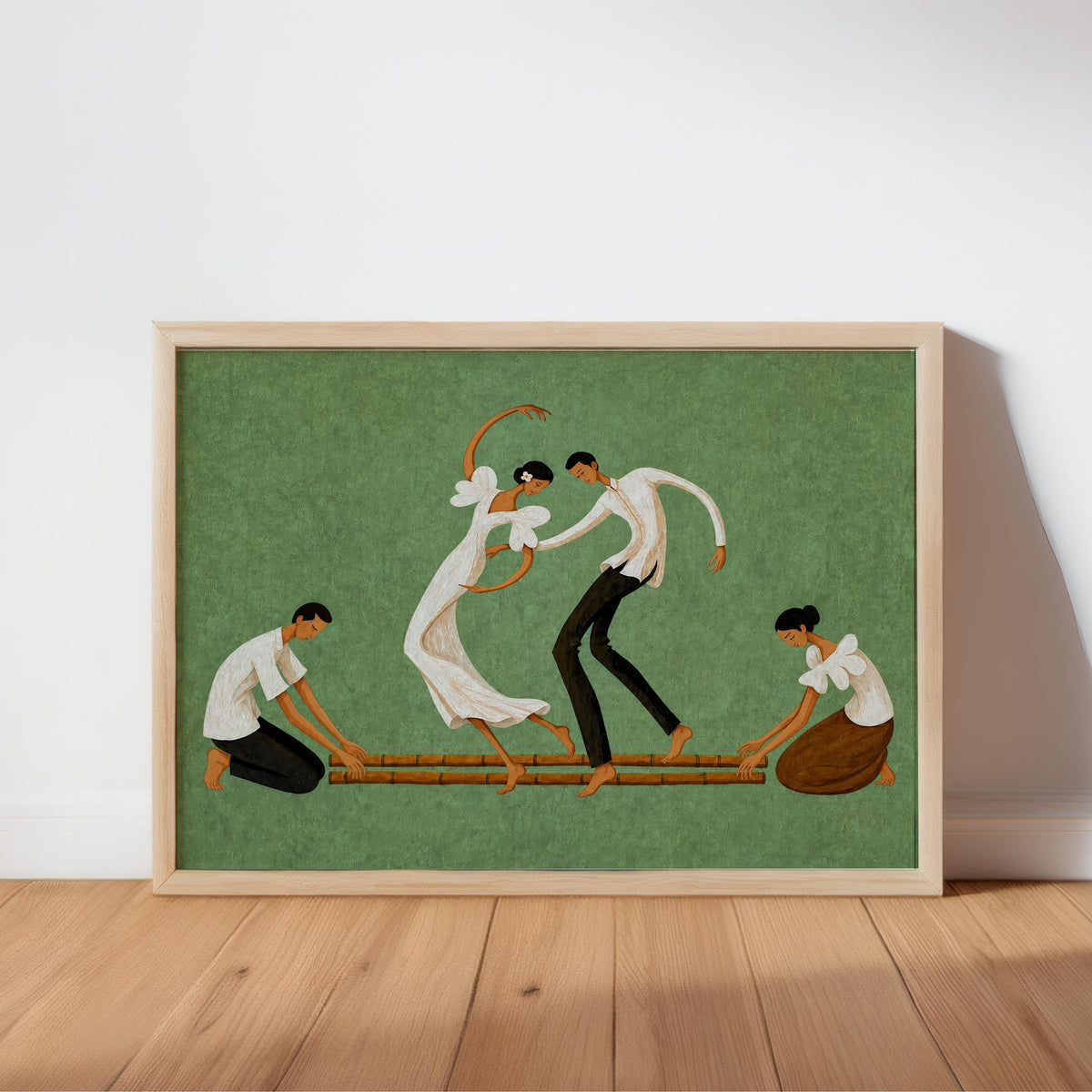 Filipino Tinikling Dance Wall Art, Traditional Bamboo Dancers Print, Philippines Cultural Pinoy Heritage Home Decor, Filipina woman Gift