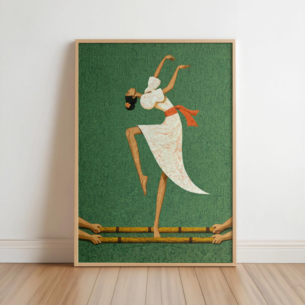 Filipino Tinikling Dance Fine Art Print, Traditional Bamboo Dancer Wall Decor, Philippines Culture Print, Filipina Woman & Sampaguita Flower
